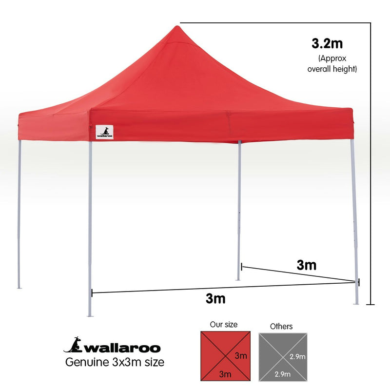 Wallaroo Gazebo Tent Marquee 3m x 3m PopUp Outdoor - Red