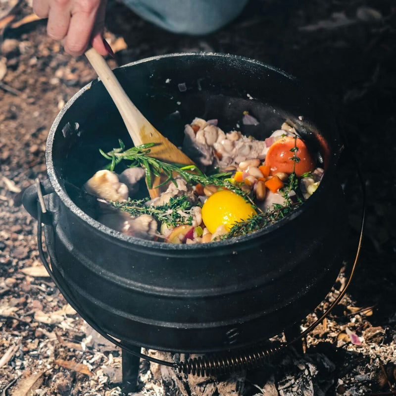 Wildtrak 3-Legged Cast Iron 8L/28cm Potjie Pot w/ Box Camping Cookware Black