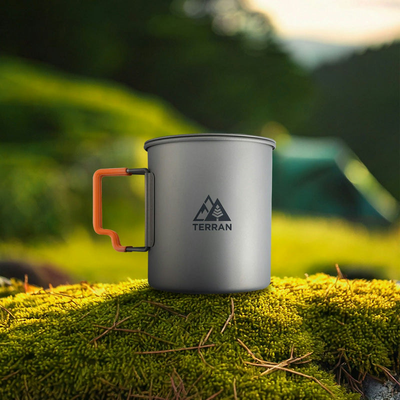 TERRAN Titanium Mug With Lid and Silicone Handle 750ml