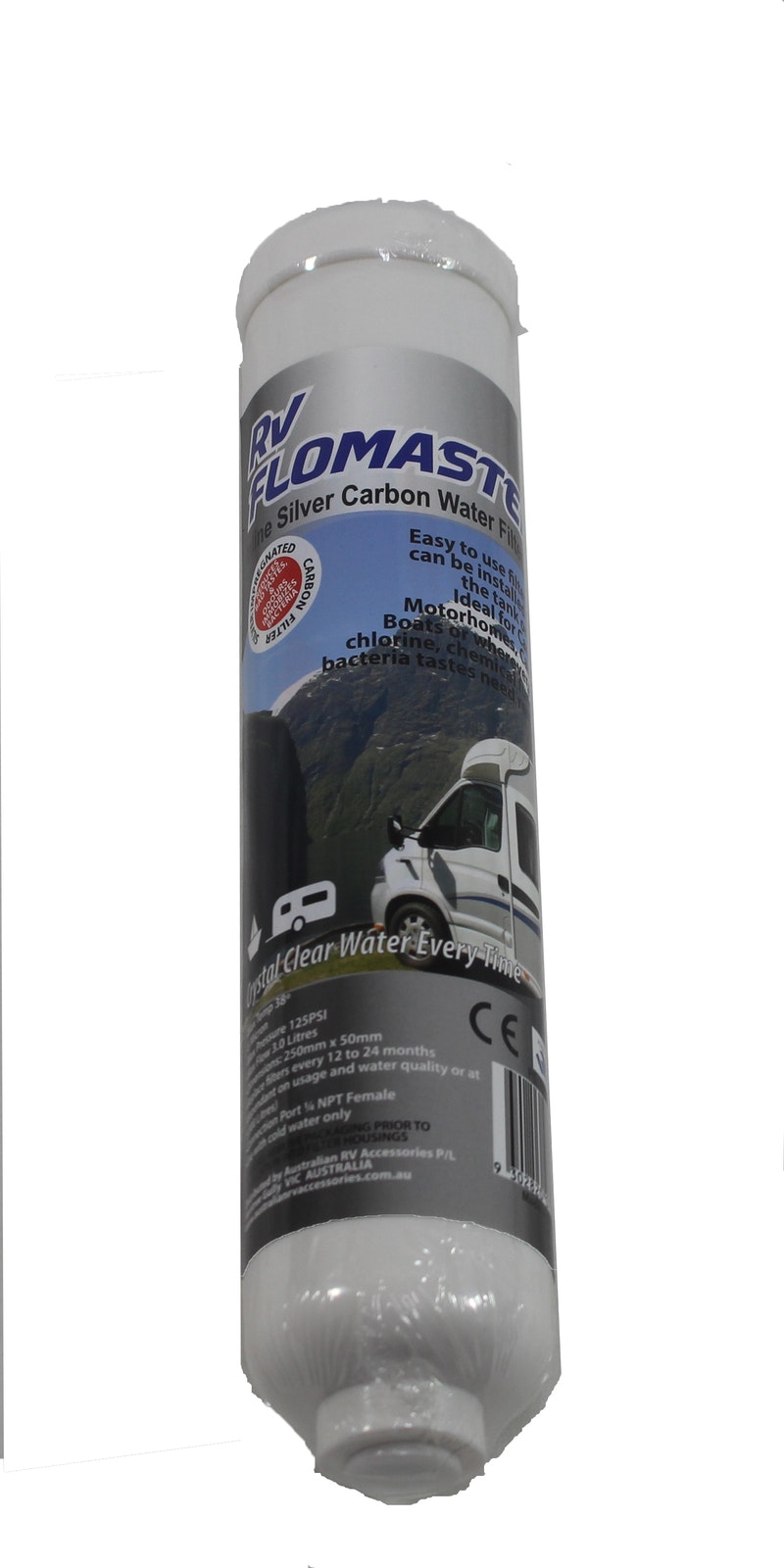 RV Flowmaster Inline Silver Carbon Water Filter