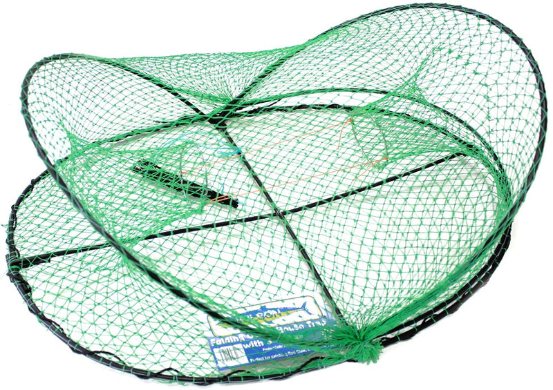 2 X Wilson Folding Opera House Traps-Two Pack-Green Yabbie Net-3 Inch Entry Rings