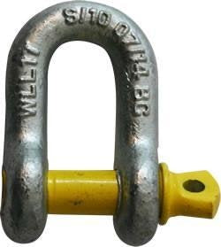 D Shackle 10mm 1T Rated Yellow