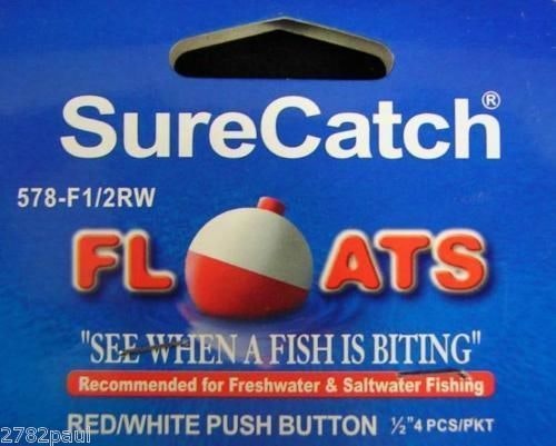 4 X 1/2 Inch Red and White Push Button Fishing Floats