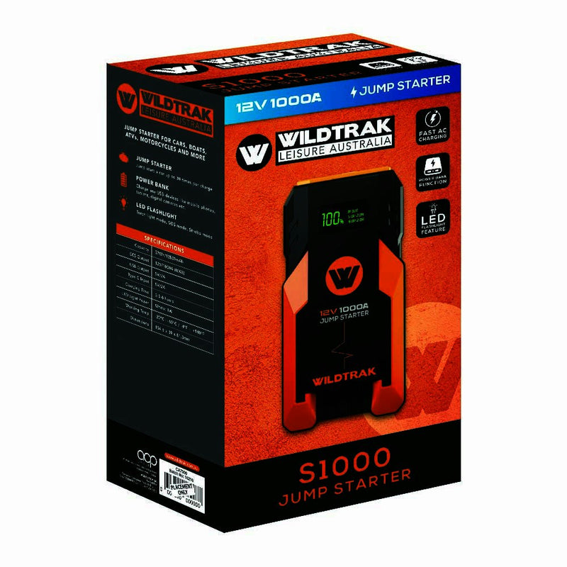 Wildtrak Vehicle Jump Starter 12V S1000A 13Ah 500L Torch w/ Heavy Duty Case