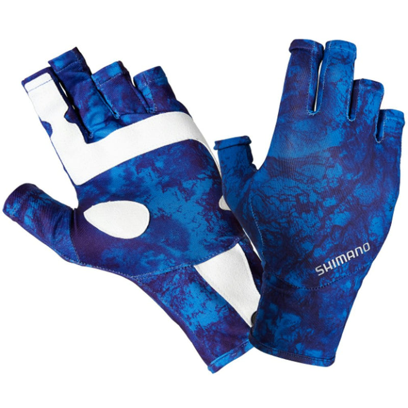 Shimano Water Camo Fingerless UPF 50+ Sun Gloves