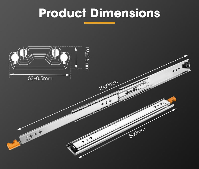 125KG Pair Locking Drawer Slides 500mm Runners Trailer Draw Full Extension 4WD