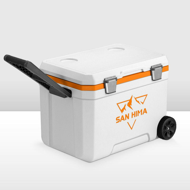 San Hima Cooler Ice Box 45L Portable Trolley Heat Retention For Camping Picnic