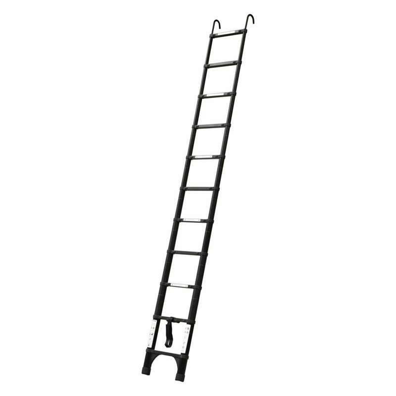 Black 3.8m Portable telescopic ladder with Hooks and carry bag