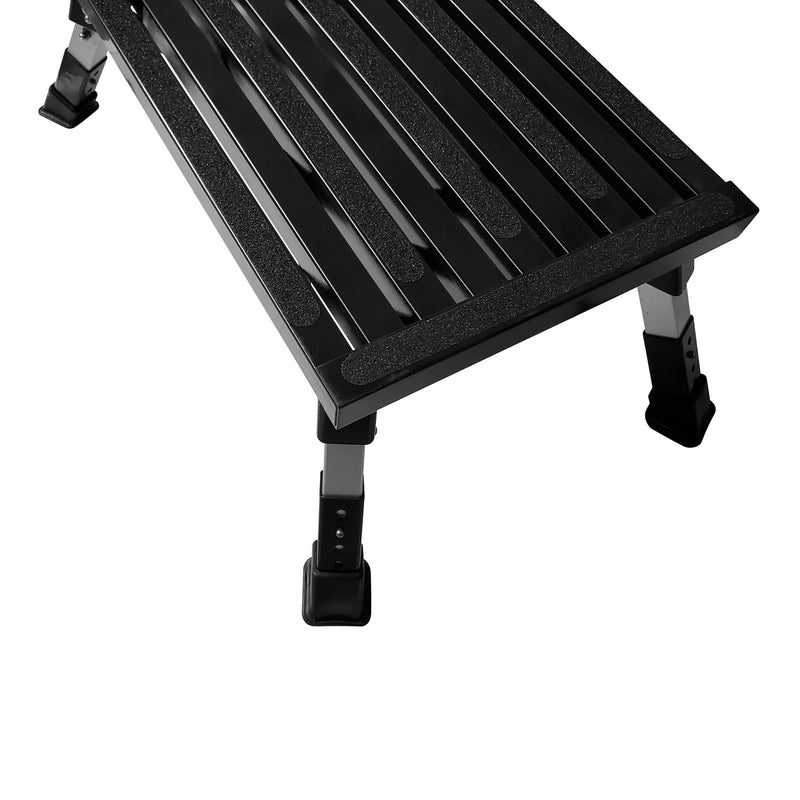 BLACK Single folding portable caravan step with adjustable legs