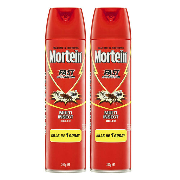 2x Mortein 300g Fast Knockdown Multi Insect Killer Spray Cockroach/Mosquitoes