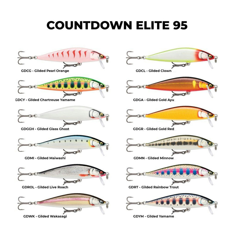 9.5cm Rapala Countdown Elite Sinking Hardbody Balsa Fishing Lure