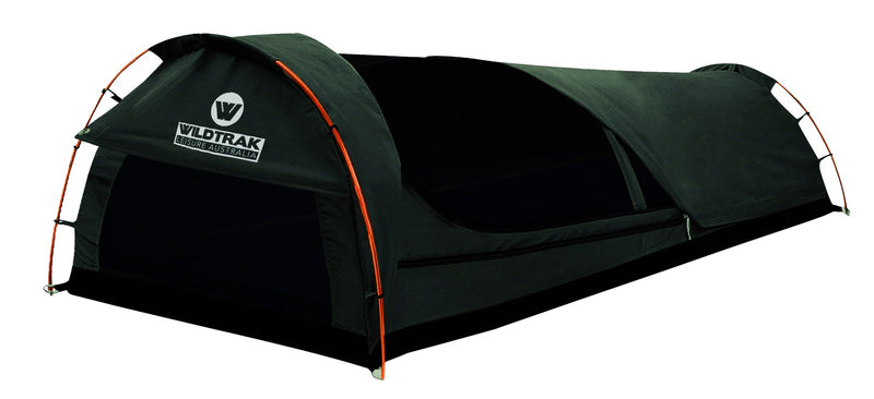 Wildtrak Double 210x145cm Trakker Swag Camping Tent w/ Canvas Bag Grey/Black