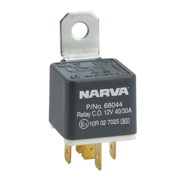 Narva 68044BL 12V 40A/30A Change-Over 5 Pin Relay With Resistor (Blister Pack Of 1)