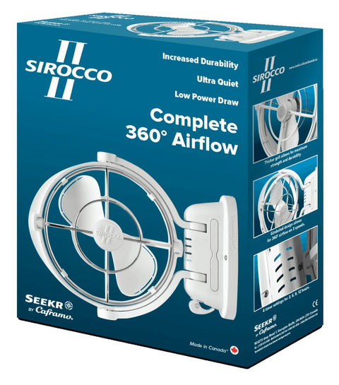 Genuine Caframo Sirocco II Fan 12/24V 3 Speed White