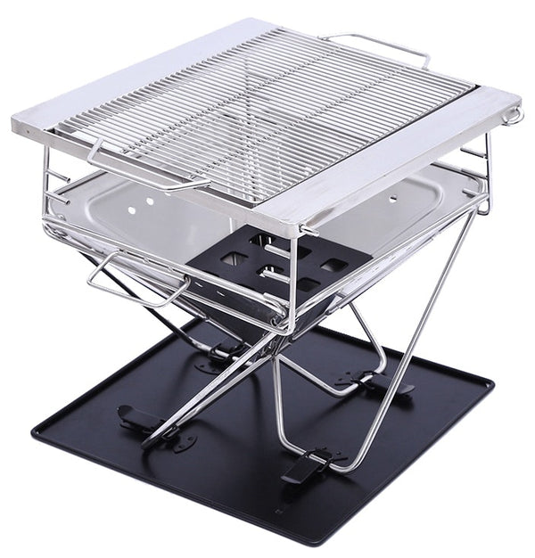 Wildtrak Frontier 450 Stainless Steel 31cm Folding BBQ Firepit w/ Bag Silver