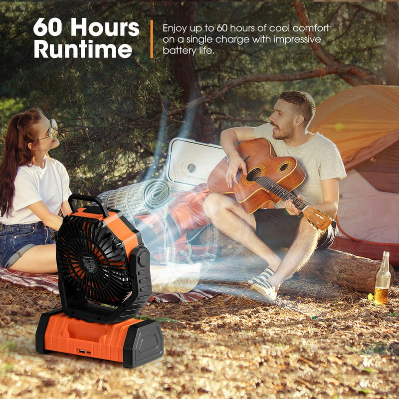 San Hima 20000mAh Portable Camping Fan Rechargeable Tent Fan With LED Light USB