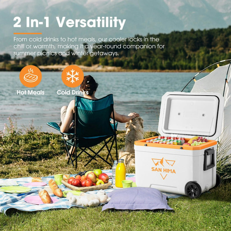 San Hima Cooler Ice Box 45L Portable Trolley Heat Retention For Camping Picnic