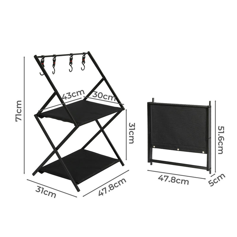 Levede Camping Shelves Portable Organiser Rack Holder Foldable BBQ Picnic Table