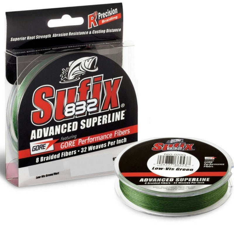 150yd Spool of 80lb Sufix 832 Advanced Superline Braided Fishing Line-Lo Vis Green