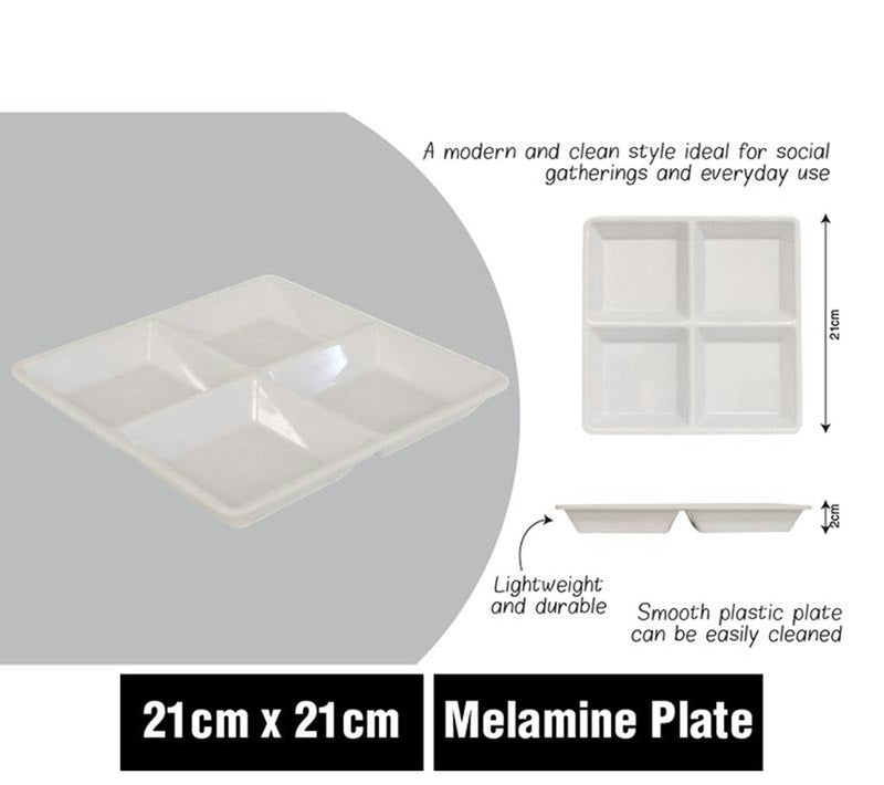 White Melamine Serving Plate 4 Section