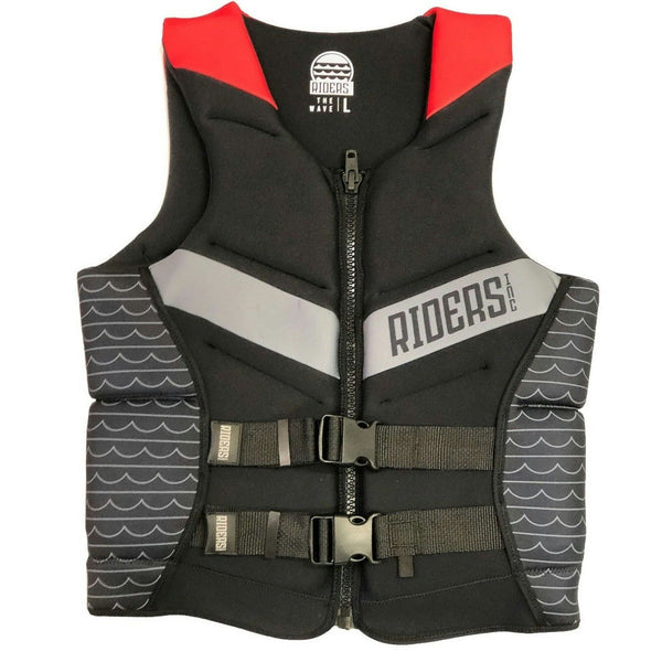 Riders Inc The Wave Men's PFD Vest Black-Red Sizes S-6XL