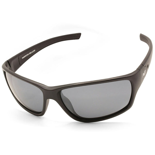 North Beach Gooper Satin Black/Grey Flash Mirror Men's Polarised Sunglasses 70731