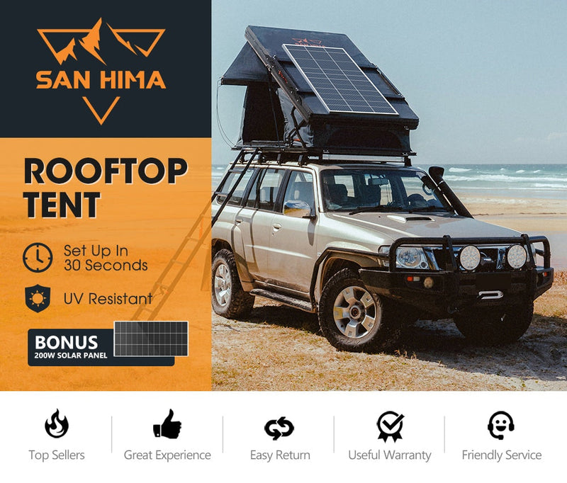 San Hima Kalbarri X Rooftop Tent Hardshell With Ladder 4x4 + 200W Solar Panel