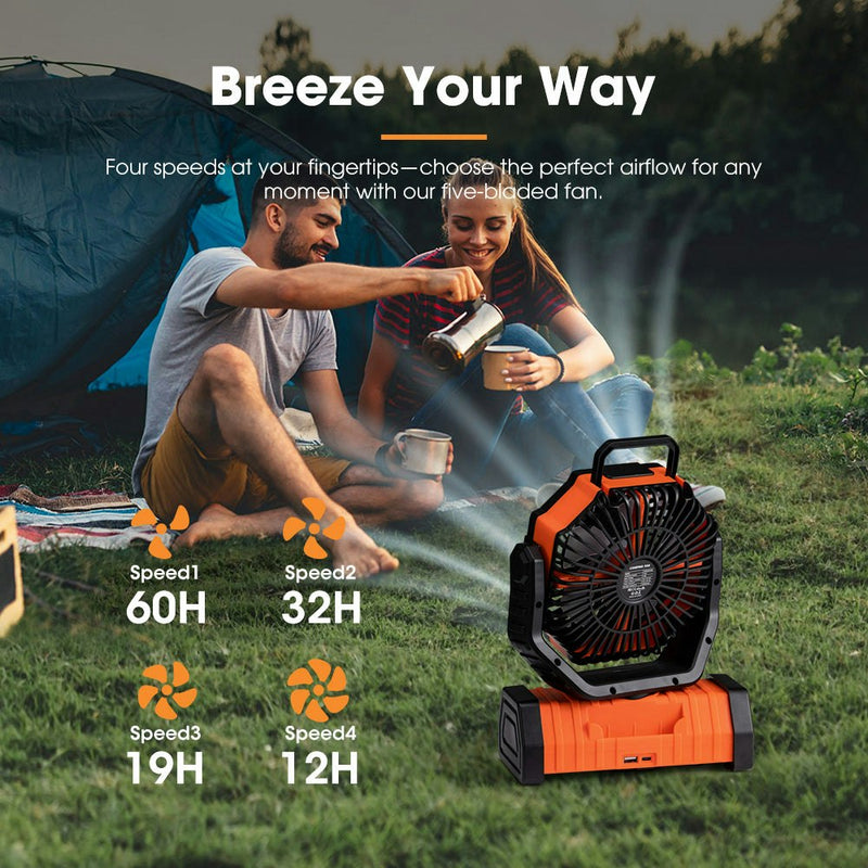 San Hima 20000mAh Portable Camping Fan Rechargeable Tent Fan With LED Light USB