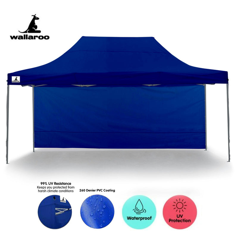 Wallaroo Gazebo Tent Marquee 3m x 4.5m PopUp Outdoor - Blue