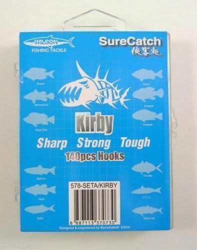 Surecatch 140 Piece Assorted Kirby Fishing Hook Pack in Tackle Box