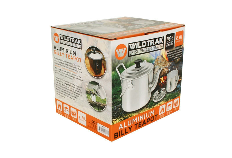 Wildtrak 2800ml Aluminium Billy Teapot Camping Water Boiler Container Silver