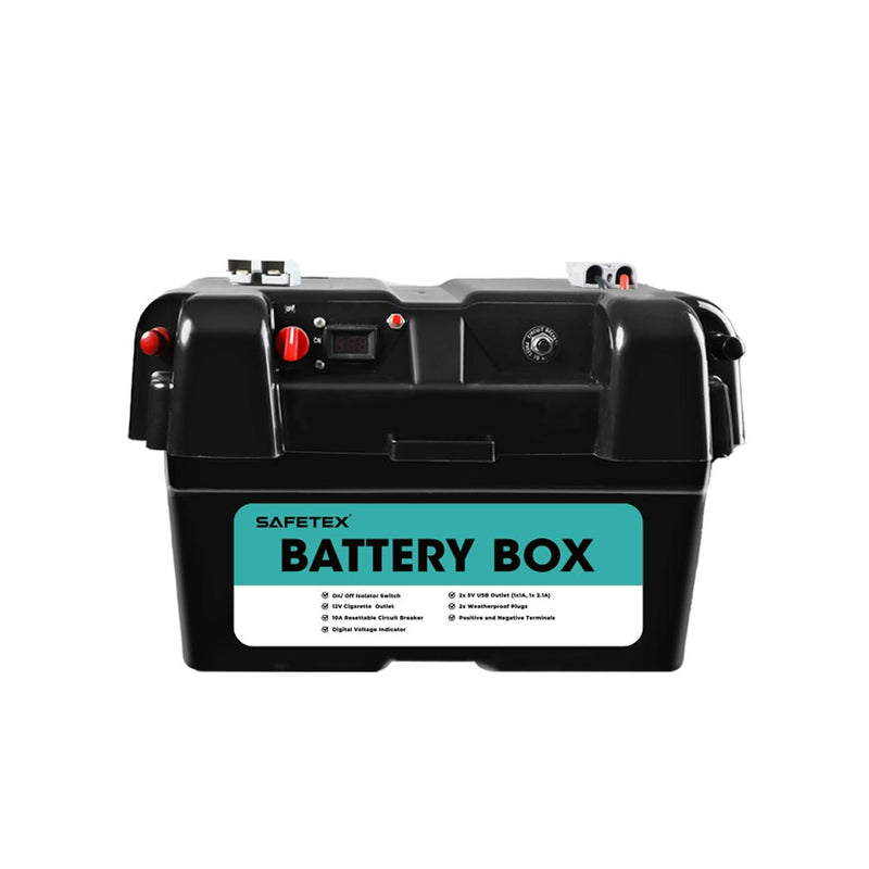 Safetex AGM Battery Box 12V Deep Cycle Battery Solar Caravan Camping