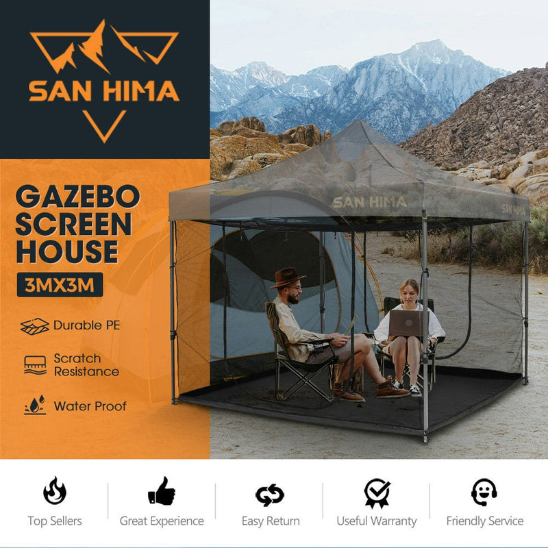 San Hima Portable Gazebo Screen House Waterproof 3m x 3m Outdoor Camping Zippered