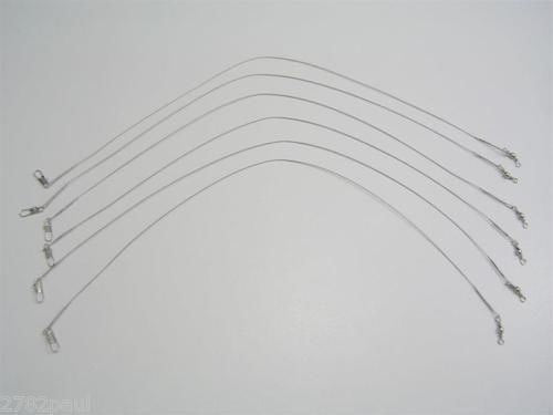 6 x Surecatch 18 Inch x 40lb Clear Wire Fishing Trace with Swivels and Snaps