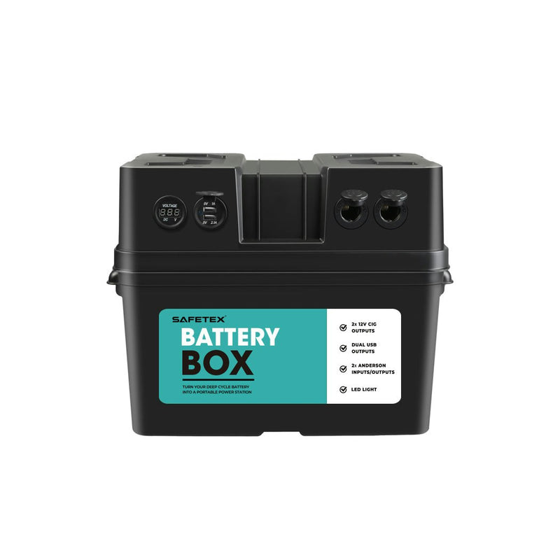 12V 100Ah AGM Battery Outdoor Rv Marine 4WD Deep Cycle & W/ Strap Battery Box