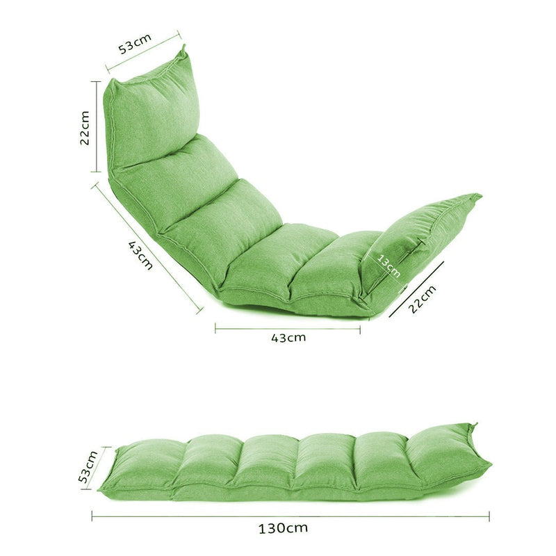 NNEAGS 2X Foldable Tatami Floor Sofa Bed Meditation Lounge Chair Recliner Lazy Couch Green