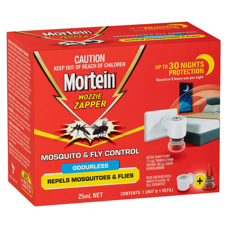 Mortein Mosquito & Fly Control Mozzap Zapper/Killer w/ 25ml Odourless Refill