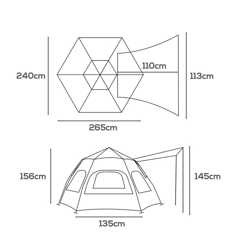 Instant Pop up Tent Auto Family Camping Canopy Shelter 5-8 Person Ground Mat