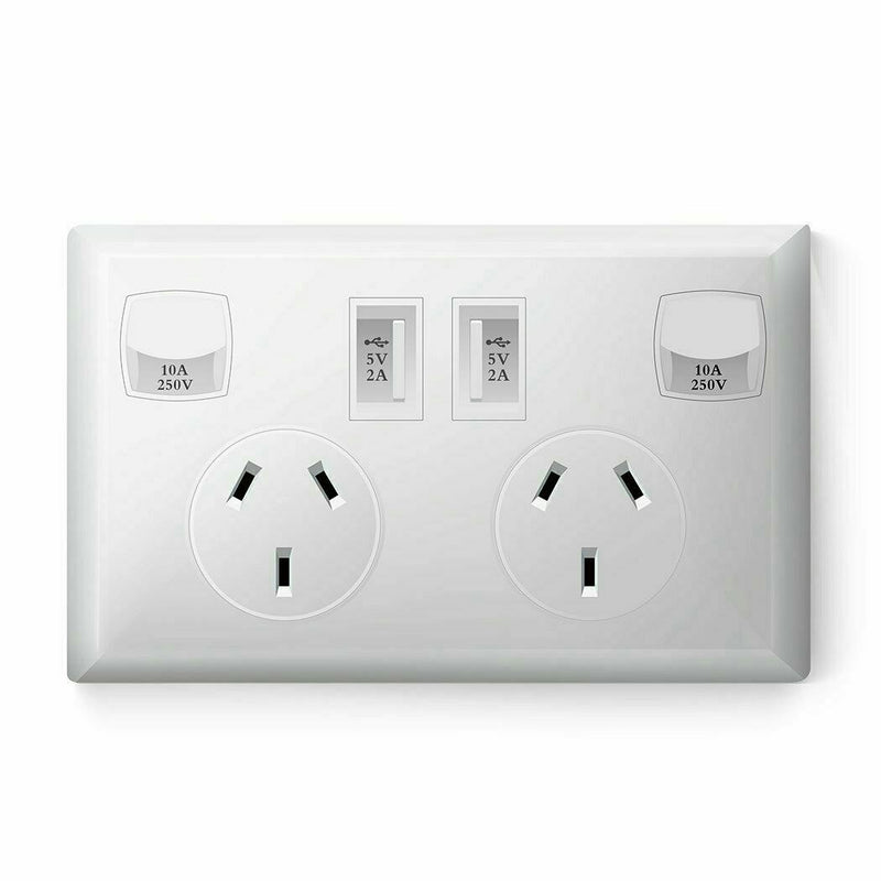 2 X DOUBLE USB Port Wall Socket Charger DUAL Power Receptacle Outlet AU Plug (Home use only)