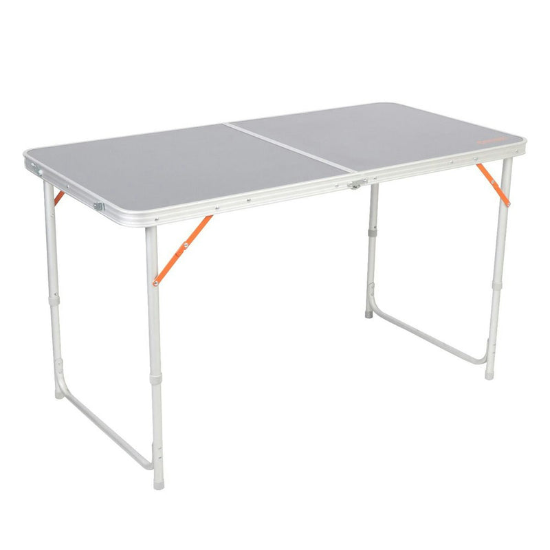 Wildtrak Portable Camp Bi Fold Outdoor Table 120cm Aluminium Frame w/ Handle WHT