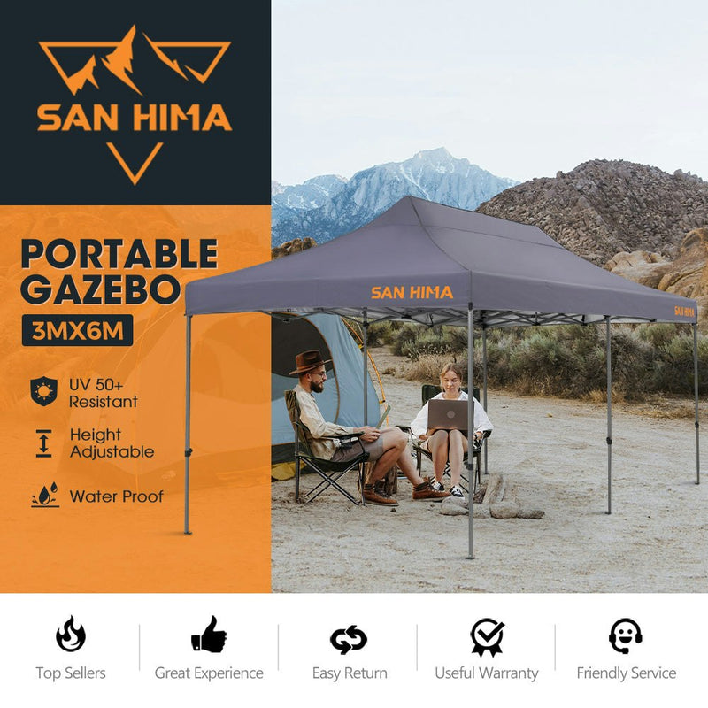 San Hima 3m x 6m Gazebo Portable Folding Pop Up Heavy Duty Steel Frame Camping