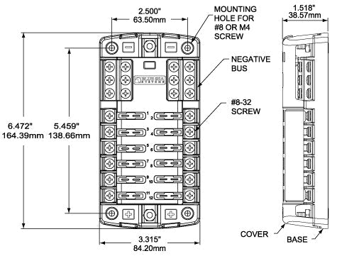 Blue Sea ST Blade Fuse Block/Holder – 12 Circuits w/ Negative Bus & Cover