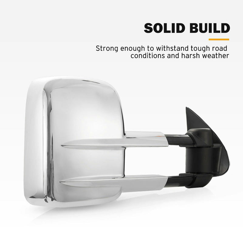 San Hima Pair Extendable Towing Mirrors for Toyota Hilux 2005-2015 N70 Silver