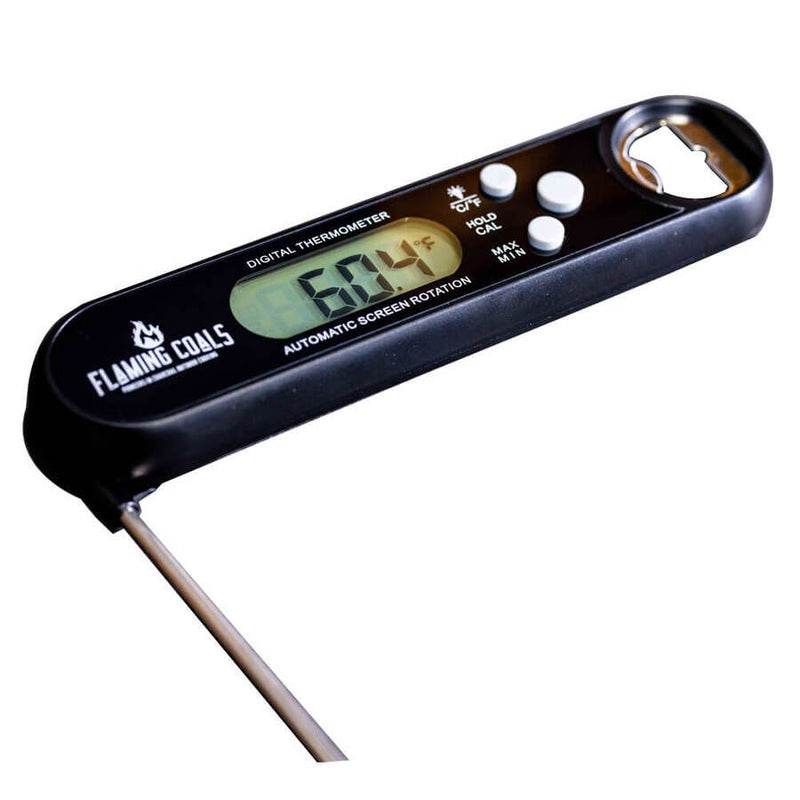 Flaming Coals Digital Instant Read BBQ Thermometer with 240 Deg Rotation Probe