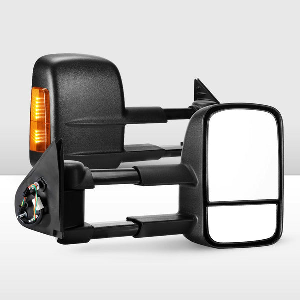 Pair Extendable Towing Mirrors Gen1 for Toyota HILUX 2015-ON N80 Black