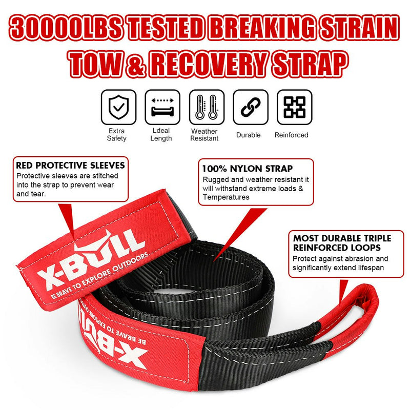 X-BULL Recovery Kit 4X4 Off-Road Kinetic Rope Snatch Strap Winch Damper 4WD13PCS