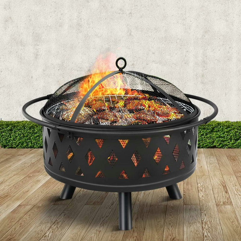 Pit BBQ Charcoal Grill Ring Portable Outdoor Kitchen Fireplace 32