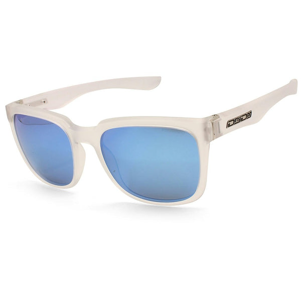 Dirty Dog Blade Satin Clear/Ice Blue Mirror Polarised Unisex Sunglasses 53595