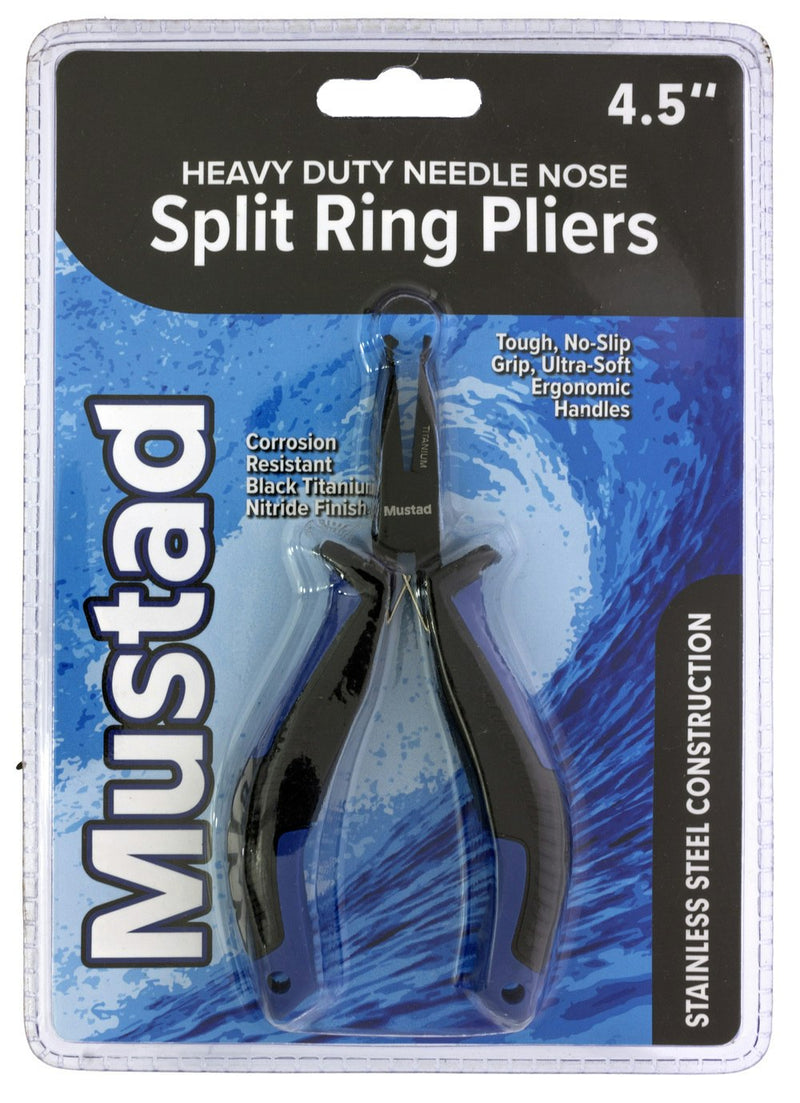 Mustad 4.5 Inch Heavy Duty Needle Nose Split Ring Pliers - Stainless Steel