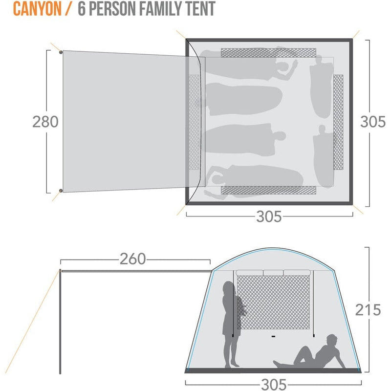 Caribee 7095 Canyon 6 Person Grey Tent